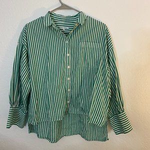 Green and white reformation top